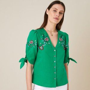 Green Embroidered Top